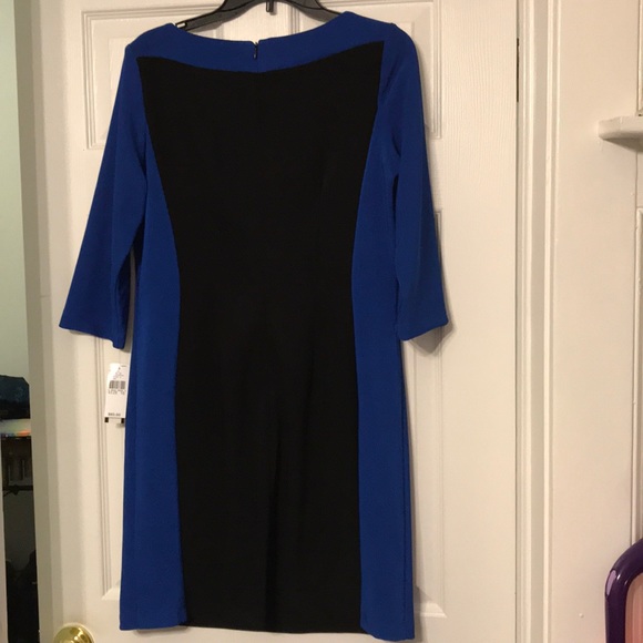 NWT AB Studio Black and Blue Long Sleeve Dress - Picture 5 of 5